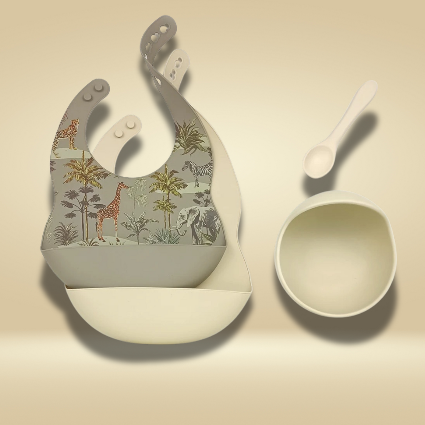 Silicone Mealtime Set by LeSio: Bibs, Bowl & Spoon Collection