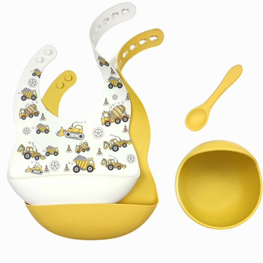 Silicone Mealtime Set by LeSio: Bibs, Bowl & Spoon Collection