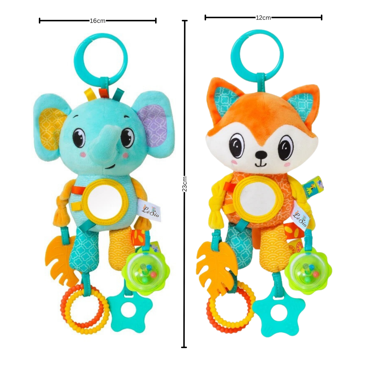 3-in-1 Sensory Toy: Rattle, Mirror and Teether for Babies by LeSio